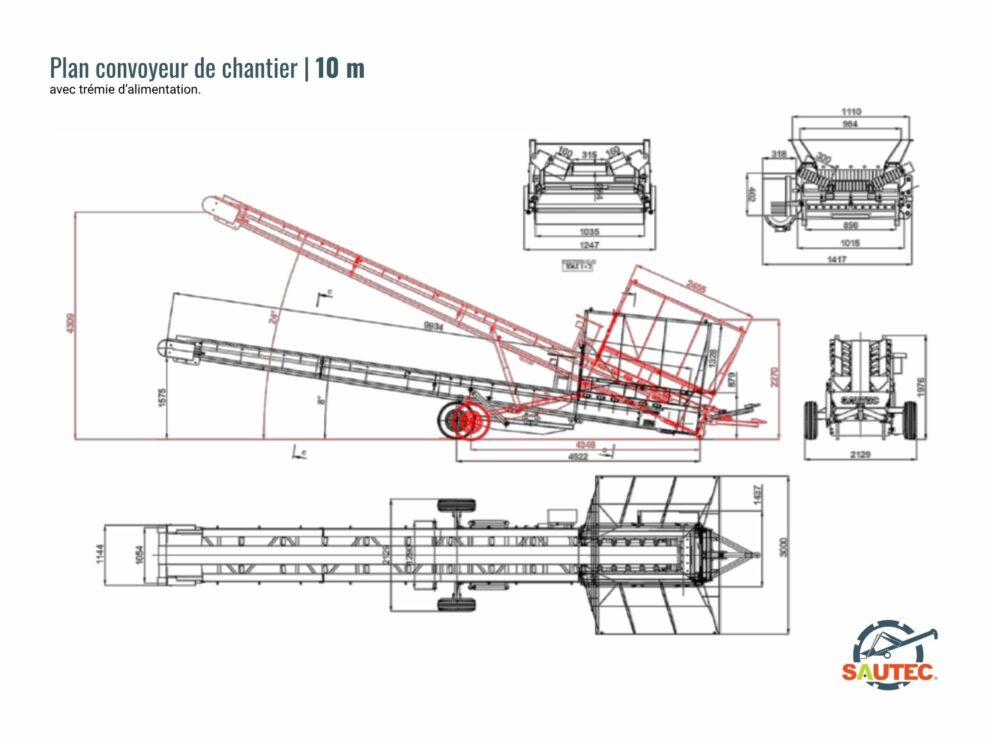 Plan convoyeur de chantier 10 m