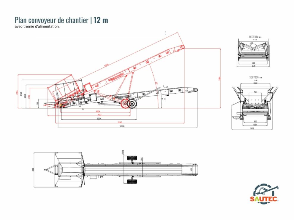 Plan convoyeur de chantier 12 m
