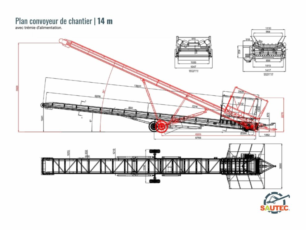 Plan convoyeur de chantier 14 m