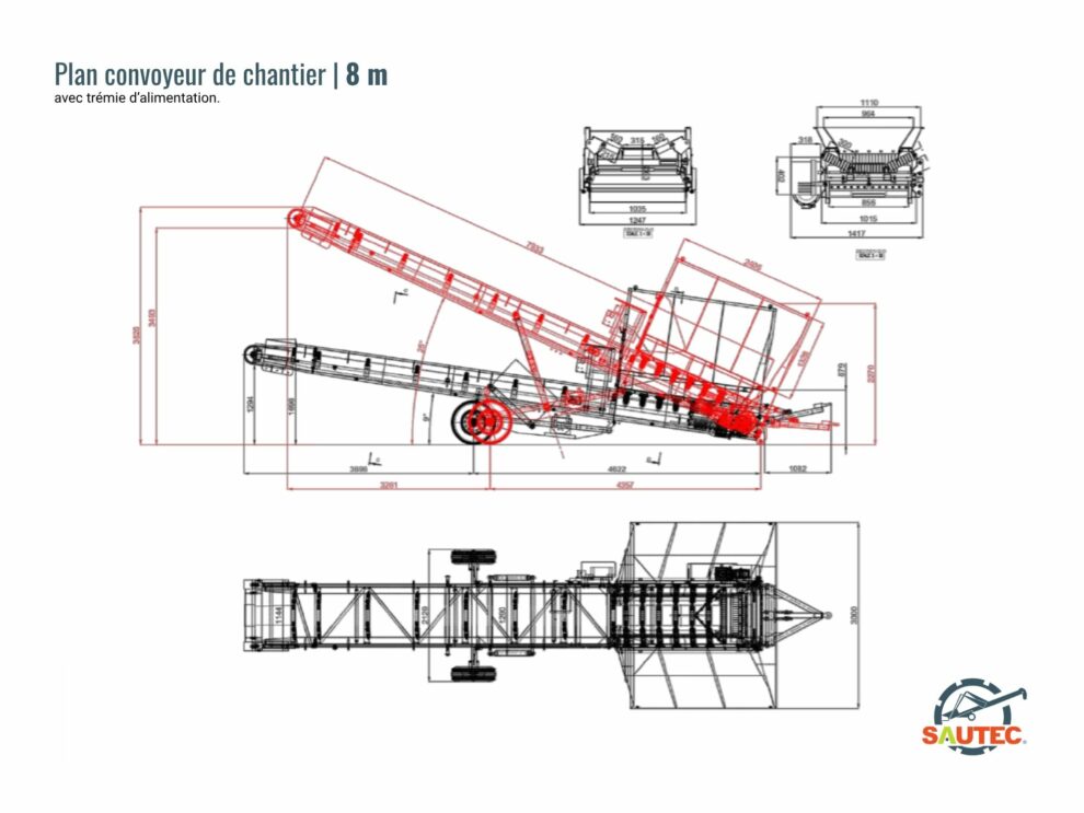 Plan convoyeur de chantier 8 m